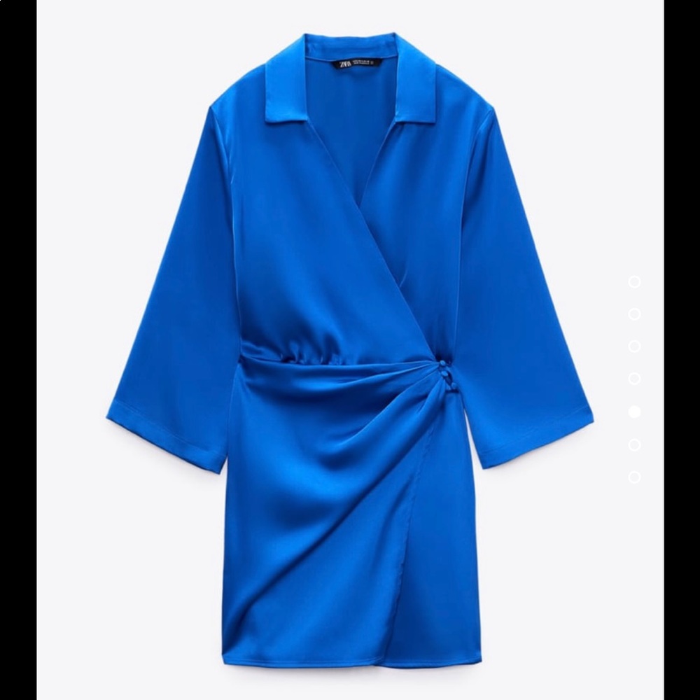 Satin effect wrap dress in bluish